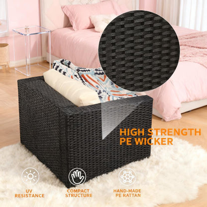 Outdoor/Indoor Wicker Armchair with Thick Cushion