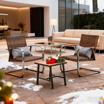 3-Piece Wicker Patio Furniture Set (2 Chairs + 1 Side Table)