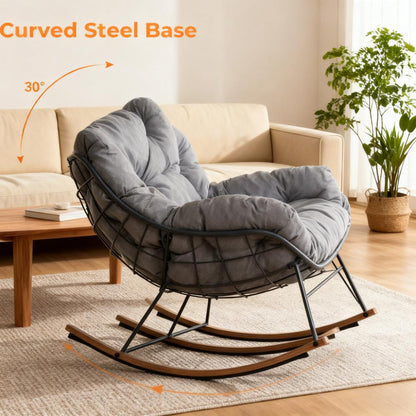 Plush Curved Rocking Chair with Steel Frame