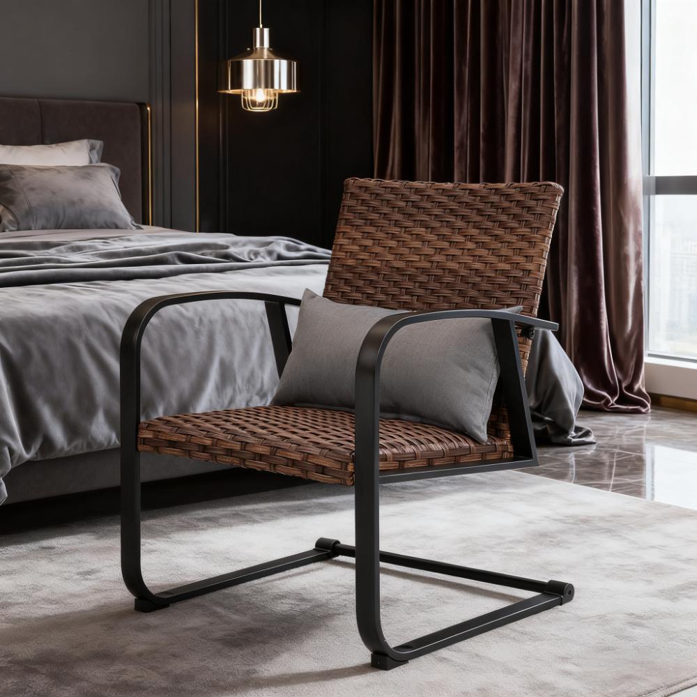 3-Piece Wicker Patio Furniture Set (2 Chairs + 1 Side Table)