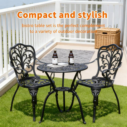 3-Piece Outdoor Bistro Table Set (2 Chairs + 1 Table)