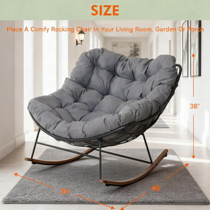Plush Curved Rocking Chair with Steel Frame