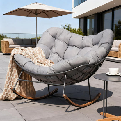 Plush Curved Rocking Chair with Steel Frame