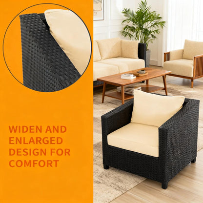 Outdoor/Indoor Wicker Armchair with Thick Cushion